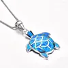 Pendentif Colliers Opale De Feu Tortue Collier Argent Couleur Pendentifs Pour Femmes Vintage Bijoux De Mariage