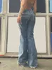 Women's Jeans Weekeep Vintage Star Jeans Pocket Stitching Straight Denim Pants Women y2k Streetwear Casual Trousers Harajuku Low Rise Capris 230209