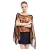 T-Shirt Femme Lâche Mousseline de Soie Wrap Poncho Plage Bikini Couvertures Imprimé Floral Protection Solaire Mode Boho Blouses Plus La Taille