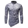 Herrklänning skjortor paisley långärmad skjorta män kläd mode party bar social affär formell slitage kemis homme smal fit camisa