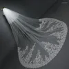 Bridal Veils Long Veil White/Ivory Wedding Applique Sequin With Comb Lace Edge Cathedral Face Covered 2-Layer 300cm