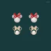 Boucles d'oreilles nœud mignon gros perle souris cristaux dessin animé bijoux pour femmes 2023 tendance Anime charme accessoires de mariage