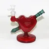 Hopah Heart Glass Bong Rig Oil Bubbler Rig Heady Oil Dab Rigs With Dry Herb Glass Bowl Glass Ash Catcher