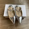 Sandales Sandales Printemps Et Été Chaussures À Talons Hauts Muller Pointu Strass Chaîne Mode Banquet Baotou Stiletto Dames J230525