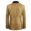 Men's Suits Costume Homme Mens Blazer Luxury Gold Jacquard One Button Prom Blazers Men Fashion Slim Fit Party Wedding Man Stage Host