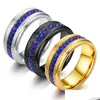 Con piedras laterales Nuevo anillo de acero inoxidable Azul Azzling Diamante cuadrado de una hilera Excelentes ventas directas de Ce Dh5Tm