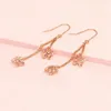 Dangle Earrings 585 Purple Gold Plated 14K Rose Hollow Star Tassel 3 차원 디자인 우아한 웨딩 보석 여성을위한 긴 웨딩 보석