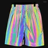 Shorts pour hommes Drop coloré réfléchissant hommes jogging hip hop pantalons courts laser jogger femmes club danse fitness course pantalons de survêtement