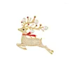 Brooches Plum Blossom DeerCreative Pearl Full Rhinestone Deer Brooch Fashion Simple Pin Cute Elk Sweater Button Clothes Accessories