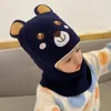 Bérets Écharpe élégante Bonnet intégré Bonnet d'extérieur pour enfants Chapeau tricoté ultraléger coupe-vent