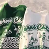 Frauen T-Shirt Grün Weiß American Baseball Gedruckt Kurzarm T-shirts Männer und Sommer 2022 Rundhals Tops Ins Y2302