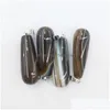 Charms 1pc Natural Agates Stone Women SMYCKE Making Long Drop Shape Stripe Pendant Chain For DIY Necklace Accessories Wiccach LM