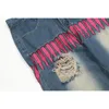 Heren jeans high street borduurwerk gescheurd rechte mannen en vrouwen Amerikaanse hiphop retro losse pijpen met brede pijpen baggy