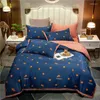 Zestawy pościeli luksusowy zestaw bawełniany kołdrę domowa płaska arkusz łóżka i poduszka 4PCS Extra duże proste wydrukowane