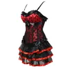 Bustiers Corsets Corset Burlesque Robe Tutu Pois Rouges Top Mini Jupe Vintage Overbust Bustier Pour Femmes Plus La Taille S-6XL