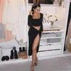 Work Dresses Spring Long Sleeve Dress Set Women 2023 Crop Top And Draped Midi Skirt Suit Party Night Club Outfits Drop