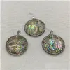 Charms Natural Colorf Abalone Shell Round Pendant Elegant Ladies Creative Diy Fashion Necklace Bracelet Personality Wild Hol Dhek5