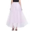 Saias Tule Long para Casamento Formal Elegante Cantura elástica Mulheres pretas Mesh dama de honra Tutu Skirt Girls