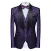 Mens Suits Blazers Fashion Casual Boutique Business Wedding Host Flower Color 3 PCS Set Dress Jacket Pants Vest Coat 230209