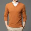 Men's Sweaters High Quality Fashion Brand Woolen Knit Pullover V Neck Sweater Black For Men Autum Winter Casual Jumper Men Clothes 230208