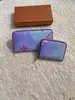 Colore sfumato Zippy Portafogli lunghi Borsa da donna di lusso Sarah Victorine Portamonete Porta carte Designer Pochette Lady Sunrise Pastel Purses louiseitys viutonity