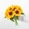 Fleurs décoratives 10 pièces tournesols artificiels plante Bouquet jaune fête de mariage décoration de la maison ornements