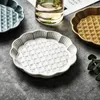 Plakalar Muzity Seramik Kek Plaka Kabartmalı Tasarım 6 İnç Porselen Tatlı Çiçek Şekli Kahvaltı Salata Atıştırmalık