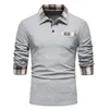 Men's Polos Men Polo Shirt Fashion Long Sleeve Business Social Polo Shirt Male Solid Color Button Down Collar Work White Black Tops Tees 230209