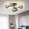 Lights Modern Smoke Gray Amber Glass Chandelier for Living Room Entrance Home Interior AC90V-265V Bedroom Ceiling Lamp 0209