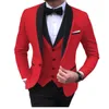 Herrenanzüge, Blazer, blauer Schlitz, 3-teilig, schwarz, Schalkragen, Freizeit-Smoking für Hochzeit, Trauzeugen, Herren-Blazer, Weste, Hose 230209