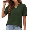 Damskie bluzki moda solidna koszula szyfonowy letni fairball z krótkim rękawem Koszulki luźne swobodne topy blusas mujer khaki