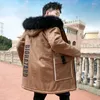 Heren Down Winter Jacket Men Katoenen Gekated Warm Parka Coat Casual Faux Fur Hooded Fleece Lang mannelijke windscheper Parkas