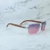 Oculos De Sol Masculino デザイナーサングラス男性女性スタイリッシュなダイヤモンドカット木製メンズサングラス高級デザイナーカーター眼鏡新