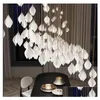 Pendant Lamps Modern Ceramics Petals Led Lamp Lights Lustre El Lobby Villa Loft Decor Living Room Home Stairs Hanging Light Fixture Dhnov