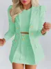 Robe de deux pièces LGRQ été mode femmes vêtements manches longues blazer imprimé veste à boutonnage unique et mini jupe ensemble WW005H 230209