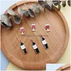 Charms 10st Red Wine Bottle Glass Goblet Emamel Pendant Earring Diy Fashion Zinc Eloy for Jewelry Making Accessory Drop Deli DHF4W