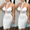 İki Parça Elbise Moda Seksi Kadınlar Bodycon Crop Topskirt Set Dantel Balo Partisi Clubwear 230209