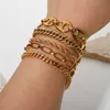 Gliederkette Uworld Miami Kubanisches Kettenarmband Armreif Flache Schlange Stapelbar 18 Karat vergoldetes Edelstahlarmband Schmuck Geschenk Dropshippinp G230208