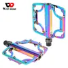 Bike Pedals WEST BIKING 3 Bearing Colorful Bicycle Pedals MTB Road Bike Wide Aluminum Footrest Anti-slip BMX Pedals Cycling Accessories 0208