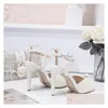 Sapatos de Casamento Moda Luxo Pérolas Designer Branco Feminino 4 Saltos Altos Tamanho Noiva 410 Festa Baile Entrega Queda Eventos Acessórios Dhvsf