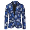 Mens Suits Blazers Single Button Men Christmas Snowflake Santa Claus Printed Xmas Notched Collar Party Jacket Coat 230209