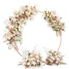 Decorative Flowers Champagne White Rose Artificial Flower Row Wedding Backdrop Arch Decor Gold Leaves Hang Floral Road Lead Party Props Ball