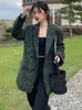 Damskie garnitury Blazery Twotwinstyle Green Lopard Graphic Female Blazer Notched Long Rękaw Temperament Koloroblok Lose Damskie płaszcz Winter 230209