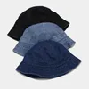 Berets European American Denim Bucket Hat Unisex Solid Fashion Cowboy Hats For Men Outdoor Travel Sun Protection Cowgirl