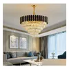 Chandeliers Luxury K9 Crystal For Living Room Bedroom Black Metal Led Indoor Lighting House Decoration Drop Delivery Lights Dh7Tx