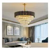 Lustres De Luxe K9 Cristal Pour Salon Chambre En Métal Noir Led Éclairage Intérieur Maison Décoration Drop Delivery Lights Dh7Tx