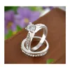 Bandringar ganska upps￤ttningar f￶r kvinnor m￤n bijoux femme mode smycken kristall engagemang br￶llop drop leverans dh53j