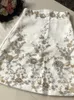 Vestido de dos piezas Pista Otoño Falda Trajes Conjuntos para mujer Moda Linterna Manga Arcos Blusas de gasa Tops Vintage Con cuentas Apliques de flores Faldas 230209
