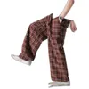 Pantalon pour hommes MrGB Summer Plaid Hommes Large Jambe Style Chinois Mode Casual Pantalon Unisexe Japonais Surdimensionné Male276U