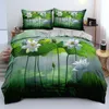 Conjuntos de roupas de cama Plantas verdes 3D Projeto Capas de colcha de fronhas Flores Tampa de edredão Linens de cama de cama 173x230 Tamanho Branco TEXITLE